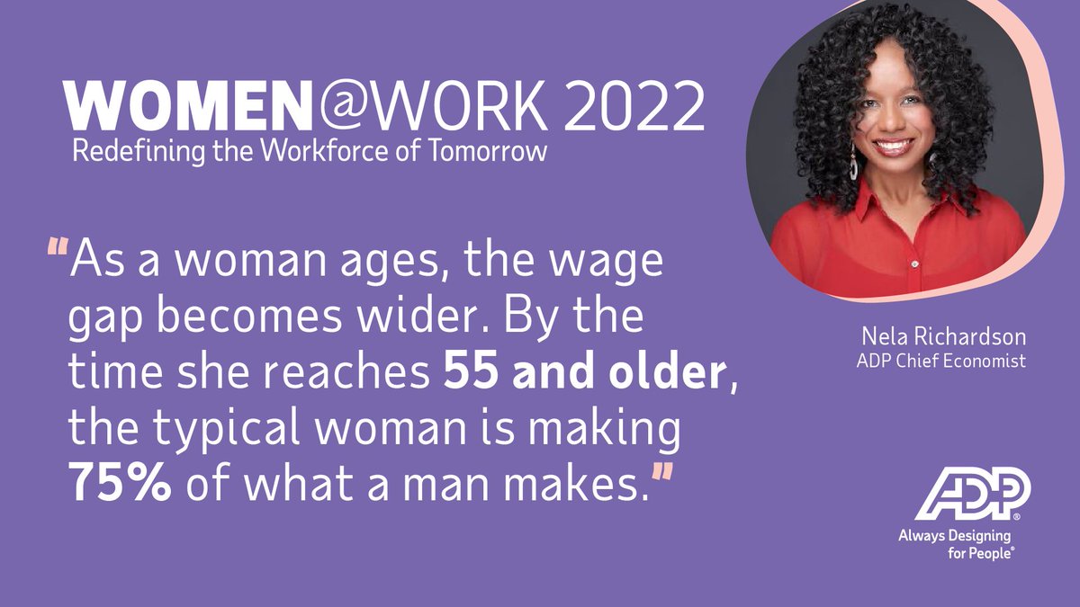 ADP's tweet photo. @ADP Chief Economist @NelaRichardson addressing the reality of pay disparity for women in the workplace during #WomenAtWork2022. #payequity https://t.co/eeoLLBgWSV