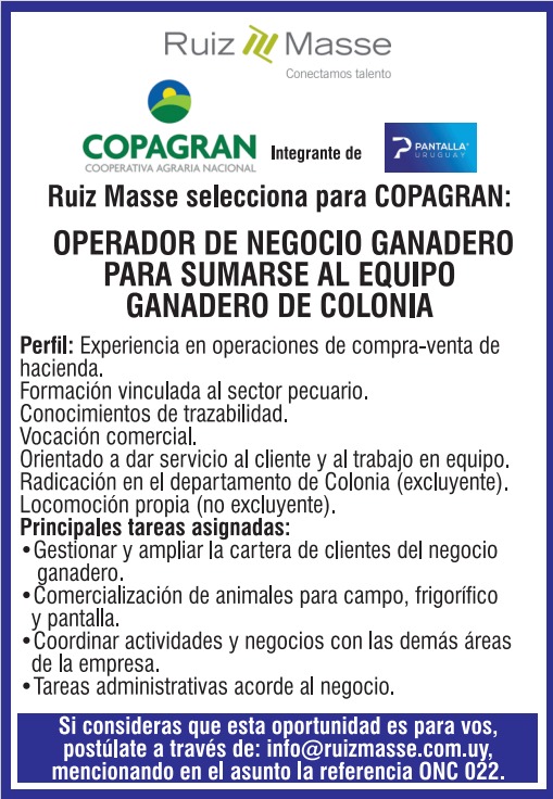 Fedegarcialagos's tweet photo. Oportunidad Laboran en @CopagranUy https://t.co/tcIt5Pqqfc