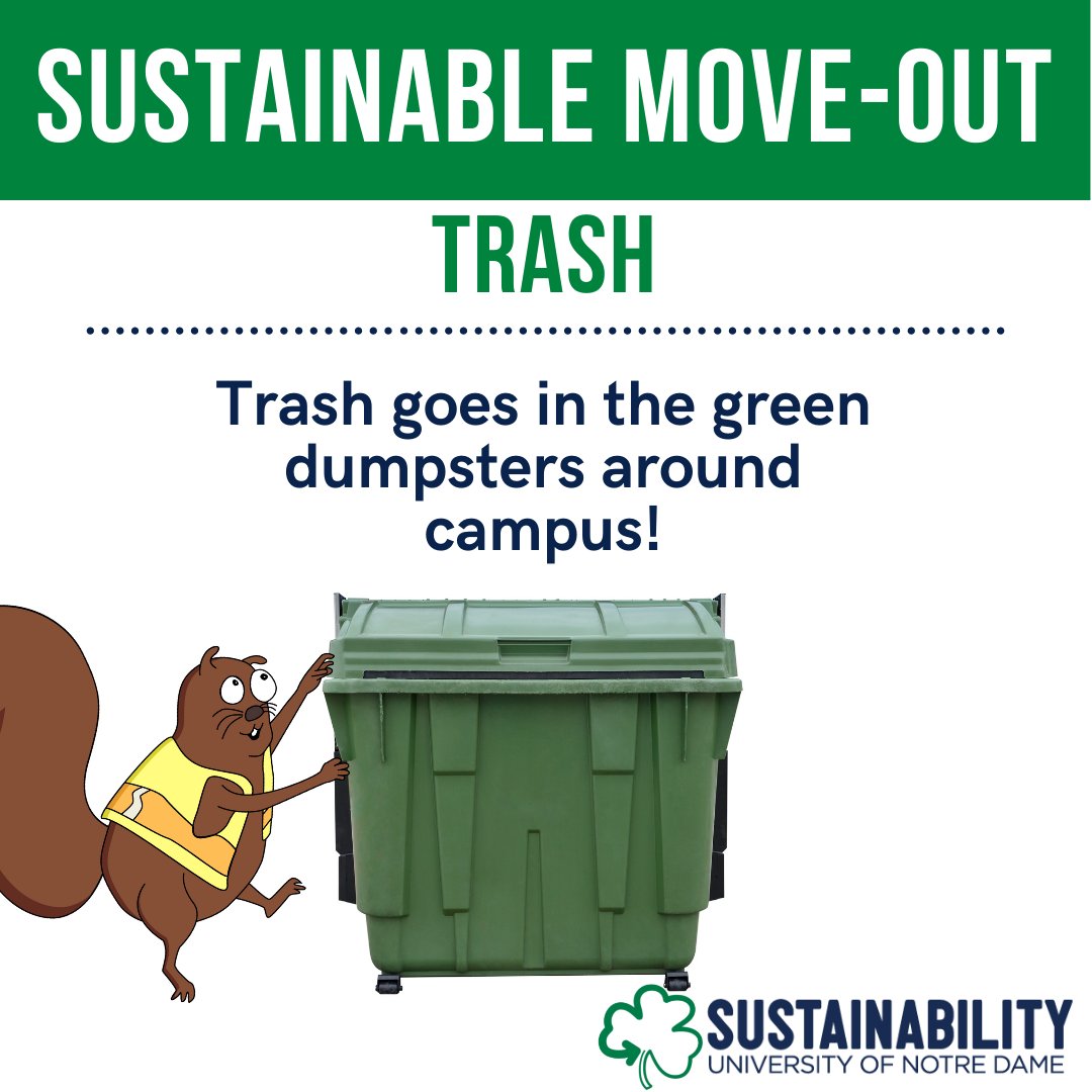 Make sure to throw your trash in the green dumpsters on campus.  Separating your trash from recycling can help give your recyclables a new lease on life.