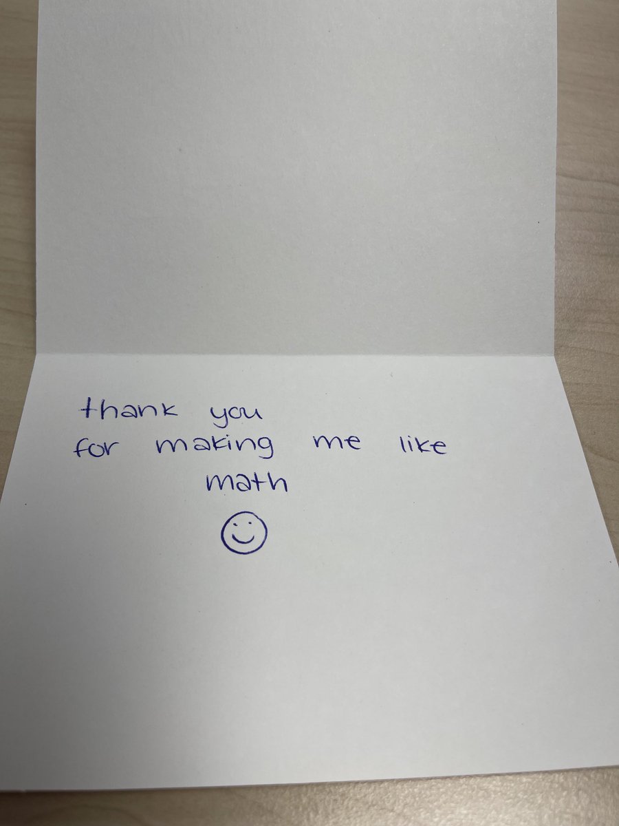 I received this card from a student.  Very simple message, but it’s very powerful to me.  I wish I knew who wrote it. #teacherappreciationweek #prairieproud ⁦@CPHSGophers⁩