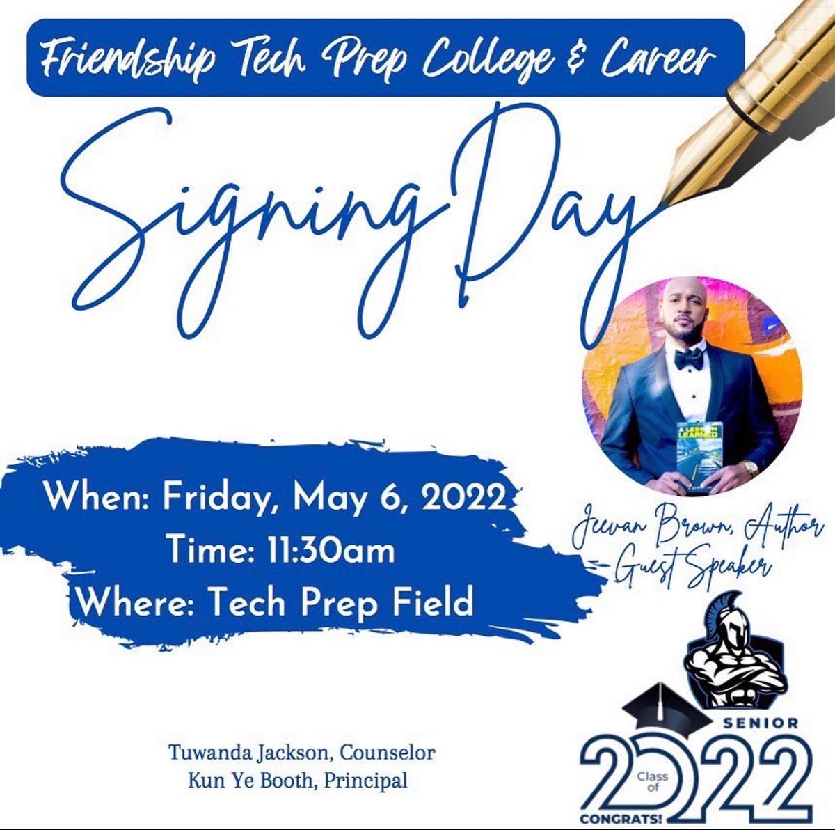 FriendshipPCS's tweet photo. #TBT of the Tech Prep Titans commencement day last year.
Class of 2022…🗣You’re up next! Tomorrow graduating seniors of #FPCSTechPrep will announce their college declarations during National College Signing Day! https://t.co/wlSNK6Gqej