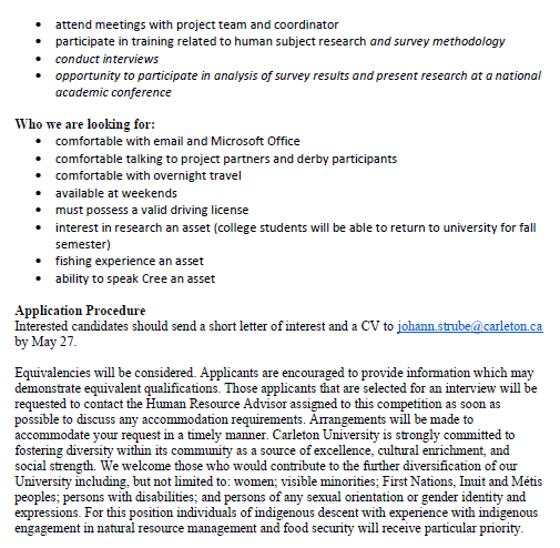 FISHES (@ikgenfisheries) on Twitter photo Interested in gaining practical experience? Interested in experiencing Quebec's beautiful north? FISHES is recruiting a survey facilitator for Eeyou Istchee fishing derbies. #Job <a href="/gcccra/">Cree Nation Govt.</a> <a href="/CreeWaswanipi/">Waswanipi</a> <a href="/CreeChisasibi/">Cree Nation of Chisasibi</a> <a href="/CreeNation_news/">Nation Magazine</a> <a href="/CreeRadio/">JBCCS</a> <a href="/Niskamoon/">Niskamoon Corp.</a> Interested in gaining practical experience? Interested in experiencing Quebec's beautiful north? FISHES is recruiting a survey facilitator for Eeyou Istchee fishing derbies. #Job <a href="/gcccra/">Cree Nation Govt.</a> <a href="/CreeWaswanipi/">Waswanipi</a> <a href="/CreeChisasibi/">Cree Nation of Chisasibi</a> <a href="/CreeNation_news/">Nation Magazine</a> <a href="/CreeRadio/">JBCCS</a> <a href="/Niskamoon/">Niskamoon Corp.</a>