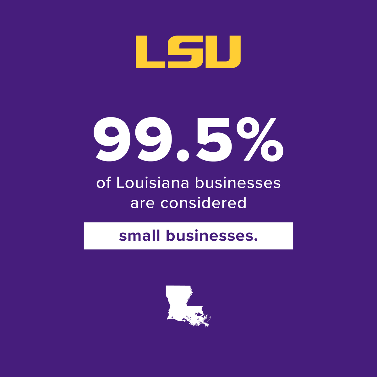 99.5% of Louisiana businesses are considered small businesses, and we are here to support small business owners and entrepreneurs throughout the state.

Resources and more: louisianasbdc.org

#NationalSmallBusinessWeek

<a href="/LSUInnovation/">LSU Innovation</a>