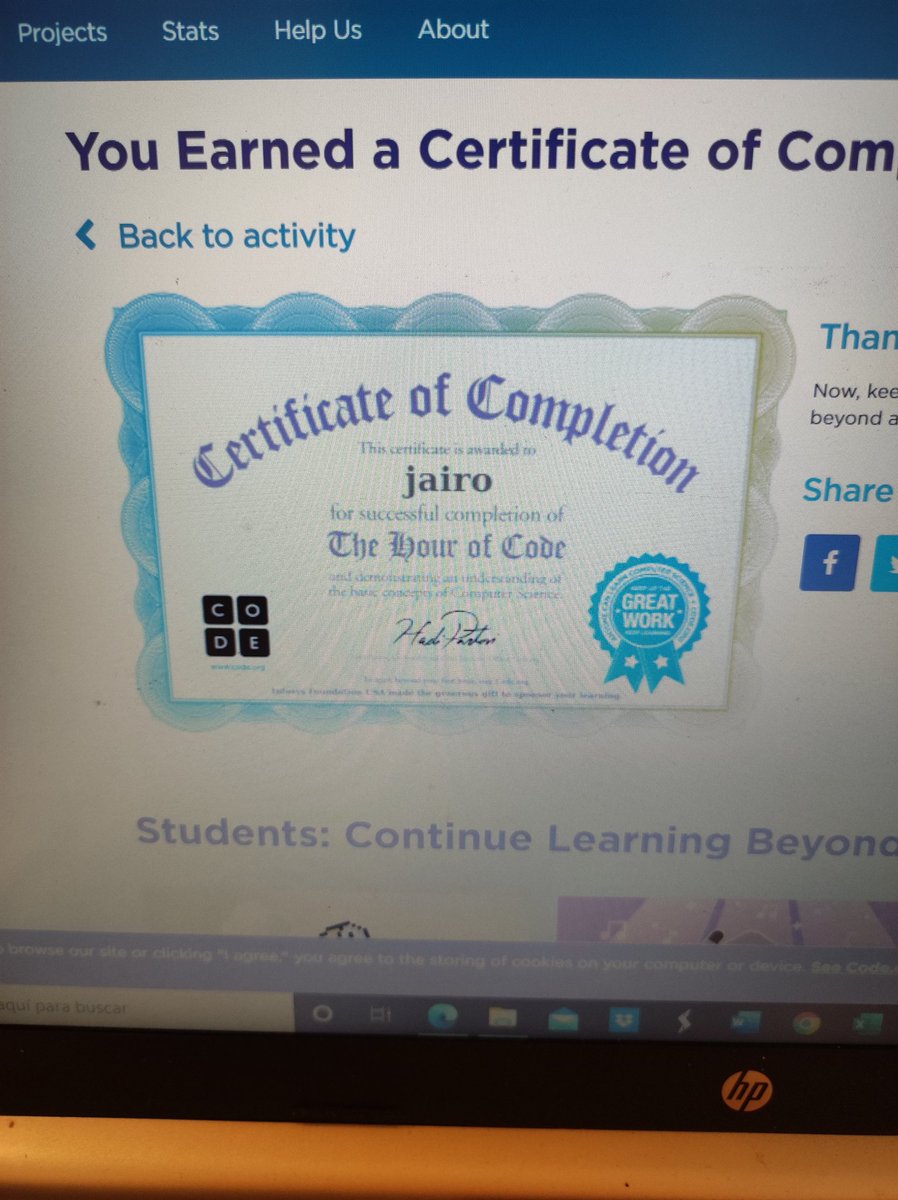 al404935's tweet photo. Hoy en clase hemos hecho actividades sobre programación y este es un diploma que hemos obtenido en un juego. #MP1855B https://t.co/VRPrBsY9eH