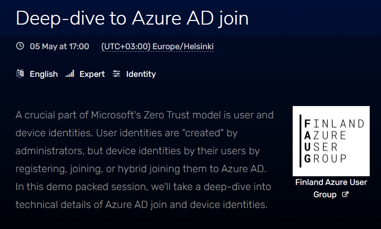 DrAzureAD's tweet photo. Recording &amp; slides of my today's talk "Deep-dive to Azure AD join" at #GlobalAzure 2022 available at https://t.co/tJ98KvnmMU

* What happens under-the-hood during AAD Join 🤓
* How to steal device identity 😬
* How to fake device identity 😉 https://t.co/uSb1vuYYAO