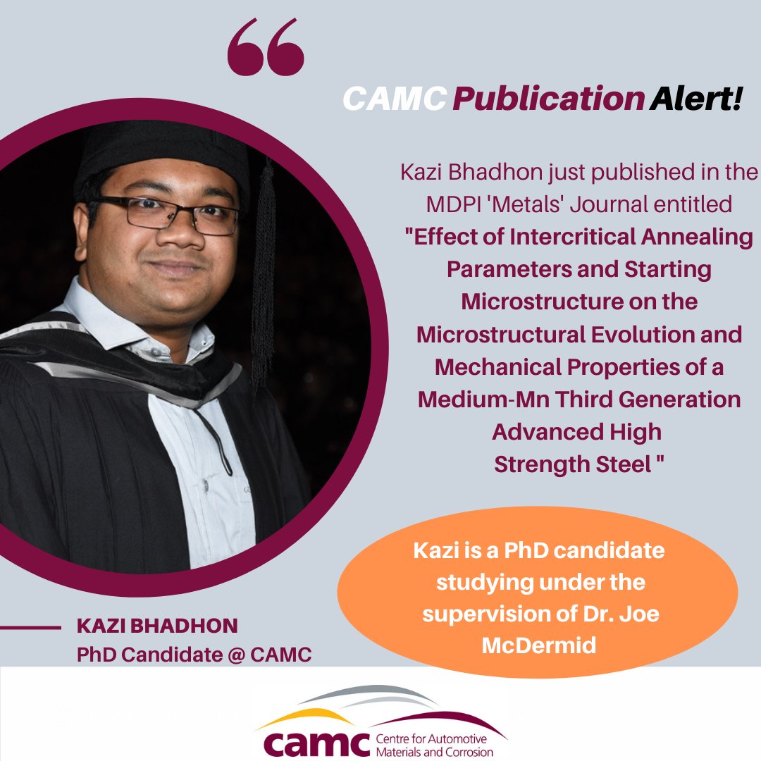CamcCorrosion's tweet image. A #continuousgalvanizing-compatible heat treatment which resulted in the prototype steel attaining target 3G #advancedhighstrengthsteels properties was successfully developed.
.
.
#editorschoice @macengsociety @McMasterEGS @McMasterEng @mcmasterser @MSE_McMaster (3/3)