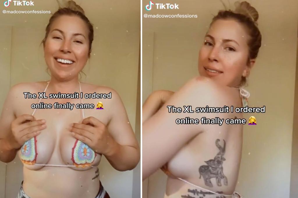 New York Post on X: TikToker says boobs are too big for XL bikini to cover    / X