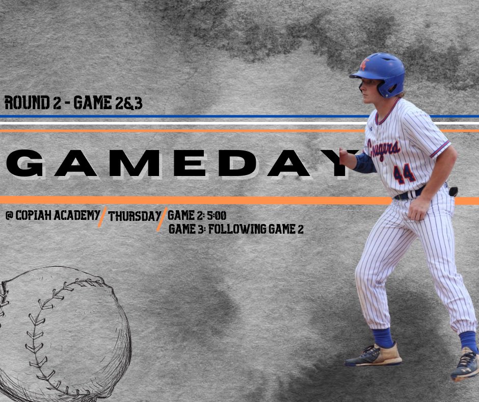 ‼️GAMEDAY‼️ 

All we need is one to advance to the south state championship series!!

Here is a link to Copiah’s live stream for those who can’t make it: copiahlive.org

📍Gallman, MS
🆚 Copiah Academy 
⏰ Game 2 - 5:00
⏰ Game 3 - if necessary, will follow game 2