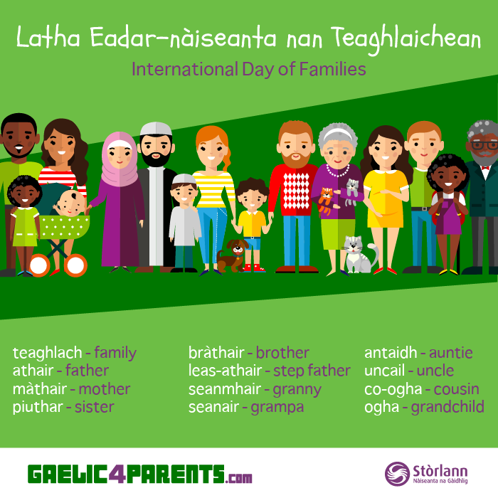 gaelic4parents's tweet photo. Latha Eadar-nàiseanta nan Teaghlaichean an-diugh
Happy #InternationalDayOfFamilies
#Gaelic https://t.co/kXea9Emq37