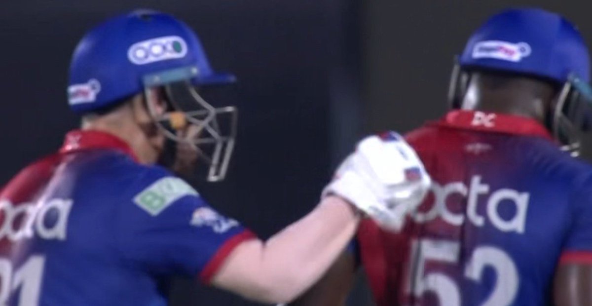 CricCrazyJohns's tweet photo. Rovman Powell said "I asked Warner whether I should take a single but he told 'that is not how cricket is played' - you should smack as hard as you can". https://t.co/JjjV8inbNR