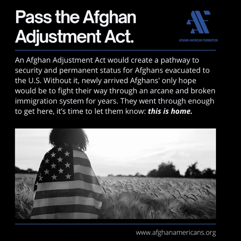Today’s the day. Call your members of Congress and tell them it’s crucial that Afghans who are resettled in the US are able to build their lives knowing this is now home. 

A bi-partisan #AfghanAdjustmentAct is within reach. 

See this 🧵 for key members to contact: