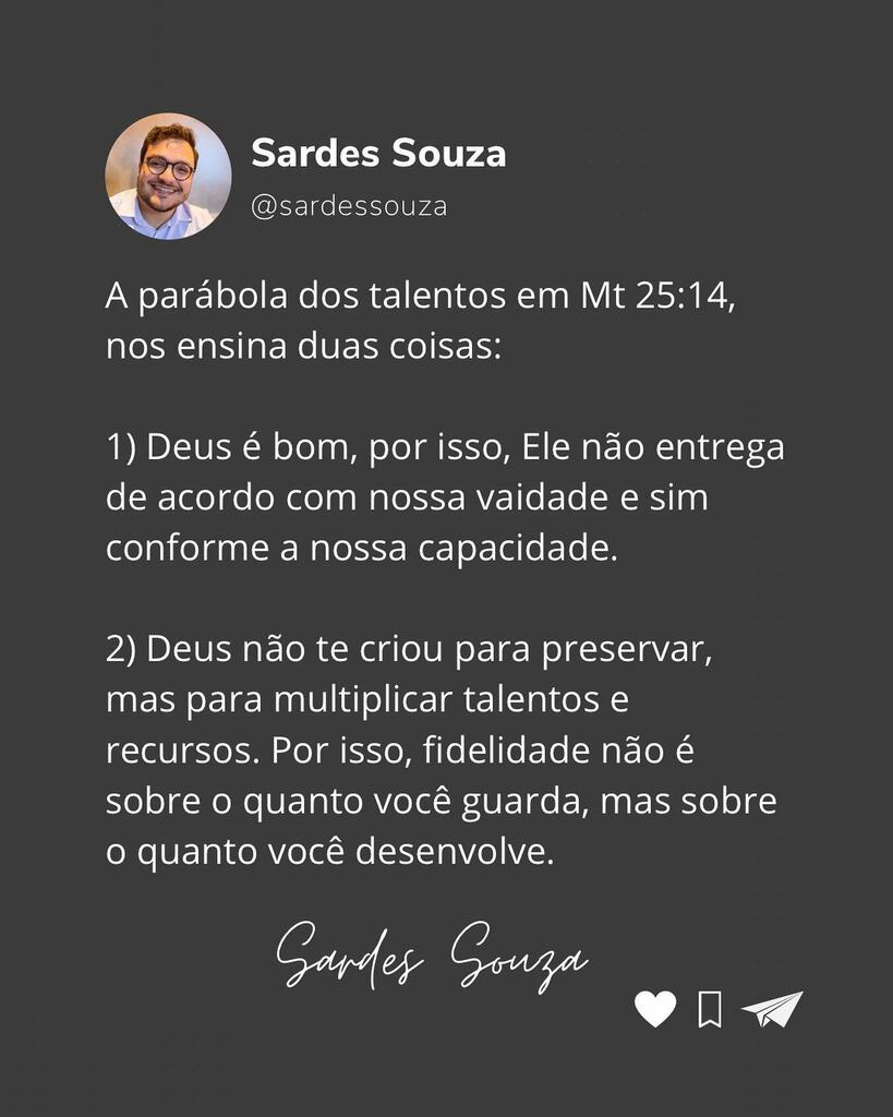 SilvaSardes's tweet photo. Você já deve ter escutado a expressão “Deus não faz a sua parte”. E é verdade. Ele faz infinitamente mais e melhor. Ele nos dá talentos, recursos e saúde necessária para cumprir Sua missão, de acordo com sua bondade e generosidade, mas também… confor… https://t.co/5nNXamx17k https://t.co/BYcnm58SPd