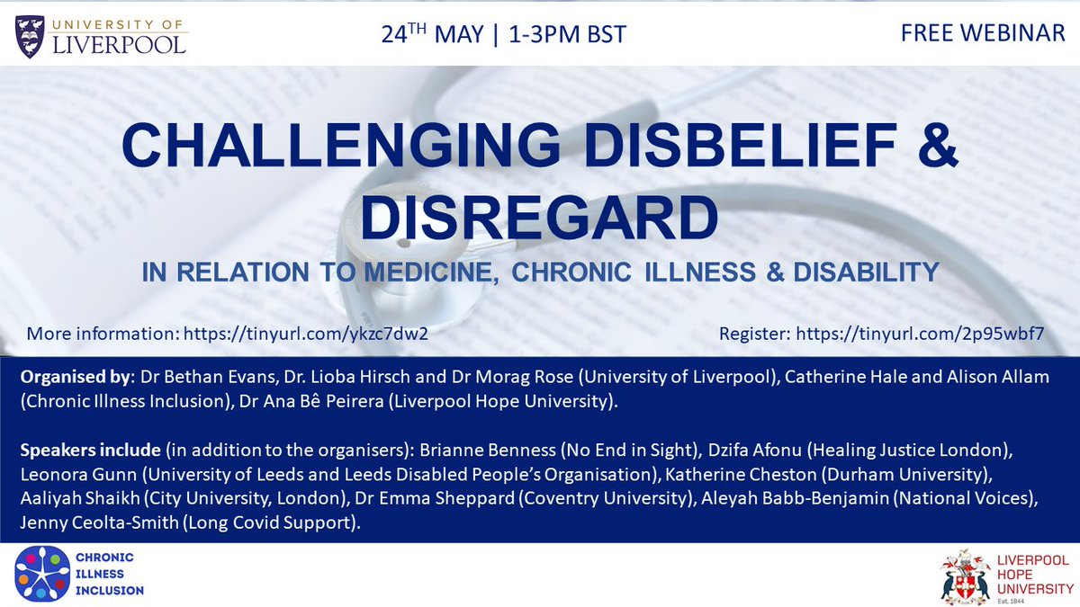 chronicinclude's tweet photo. CII is proud to be hosting this ground-breaking webinar on Disbelief and Disregard in relation to medicine, chronic illness and disability. 
Part of our collaboration with @DrBEvans and Liverpool University.
https://t.co/zZPiULLZZw
Thread: https://t.co/Z1ug2PgPDT