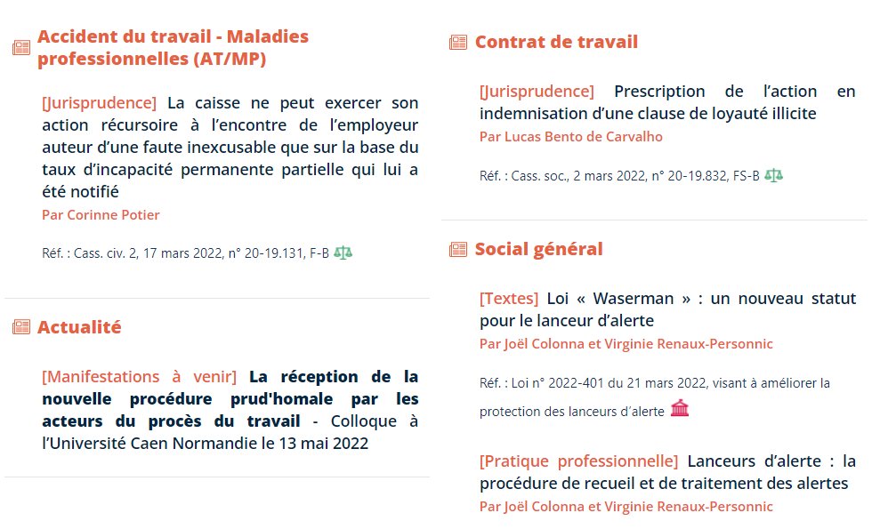 LexbaseSocial's tweet photo. 🆕 Cette semaine :
👉 Prescription de l’action en indemnisation d’une clause de loyauté illicite par  @LucasBdeC 
👉 Décryptage de la loi Loi #Waserman : un nouveau statut pour le lanceur d’alerte
👉 AT : action récursoire limitée de la CPAM contre l’employeur par @FGAvocats https://t.co/QV1YDkwYdE