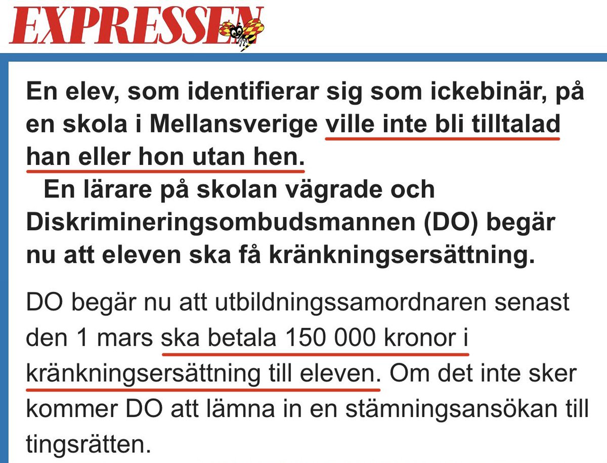 TouristInSpace's tweet photo. Svåra skador och bestående men efter knivhugg som polis: 39 816 kr

Bli tilltalad som han eller hon istället för hen som skolelev: 150 000 kr

Svensk lagstiftning: priceless. https://t.co/8t1IdXFoiy