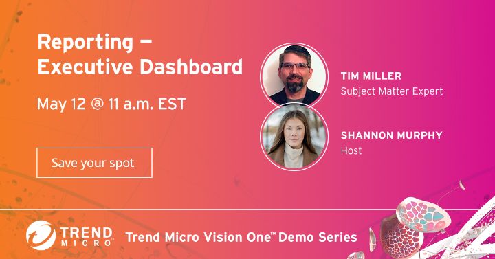 shanmurphycyber's tweet image. Looking forward to having @3hivenuc back to the @TrendMicro #VisionOne demo series next Thurs. at 11 a.m. ET.

We&apos;re talking Exec Dashboard — our response to sec. leaders looking for more strategic insights. Built with (and demanded by) #CISOs for CISOs.

trendmicro.zoom.us/webinar/regist…