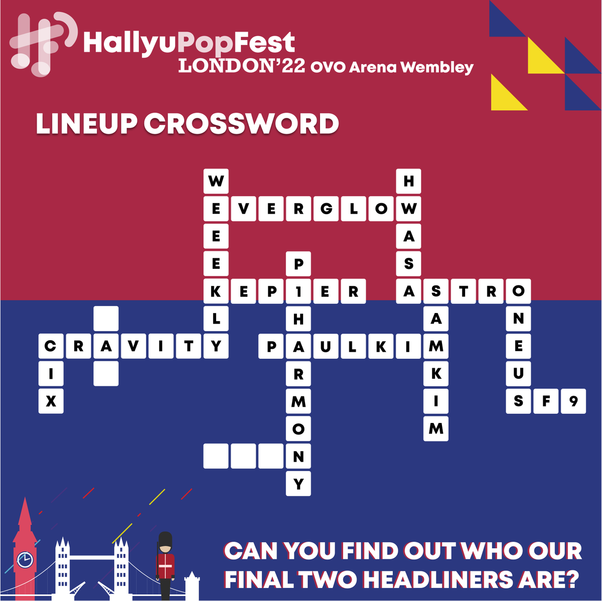 hpf_london's tweet photo. Who do you think is joining #ASTRO #CIX #CRAVITY #EVERGLOW #HWASA #KEP1ER #ONEUS #P1HARMONY #PAULKIM #SAMKIM #SF9 &amp; #WEEEKLY at HallyuPopFest London 2022?

Our final Sat &amp; Sun Headliner and New Ticket Packages releasing tomorrow, 6 May! Stay tuned! https://t.co/UNYNMHcems