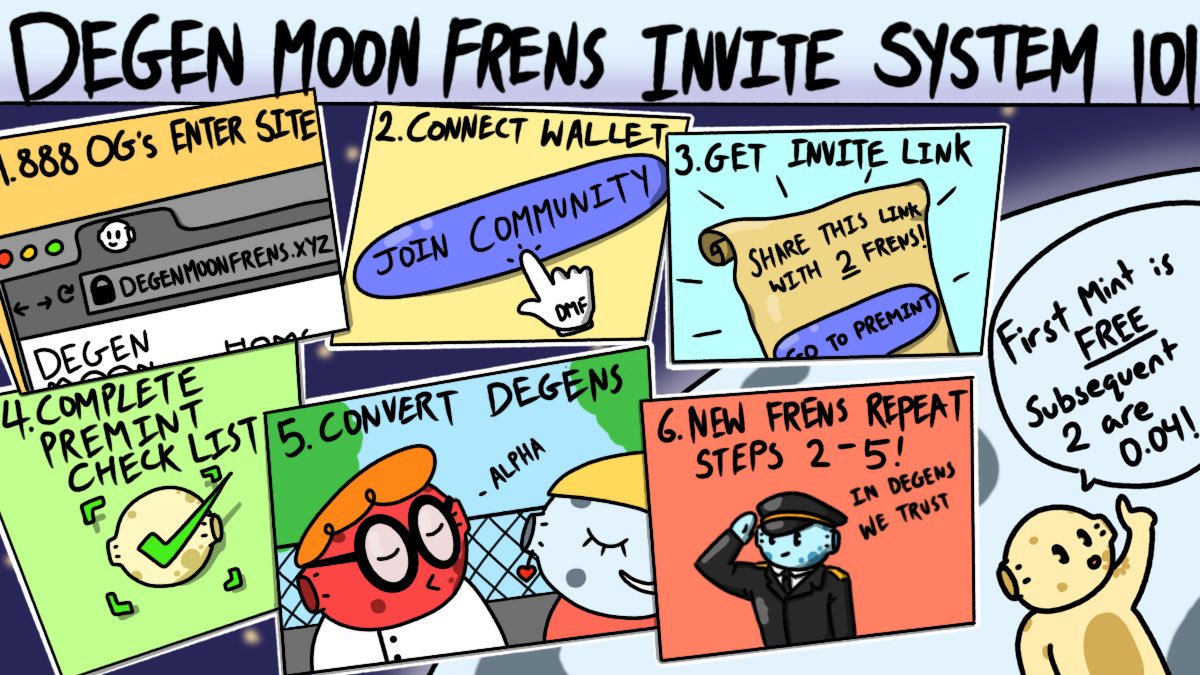 DegenMoonFrens's tweet photo. Engage for a chance at WL. Tag 2 Degens you want to travel to the Moon with 👇 

All 3 of you will be eligible for the FREE Mint! 🚀🌚 https://t.co/AgqUTfFJ6G