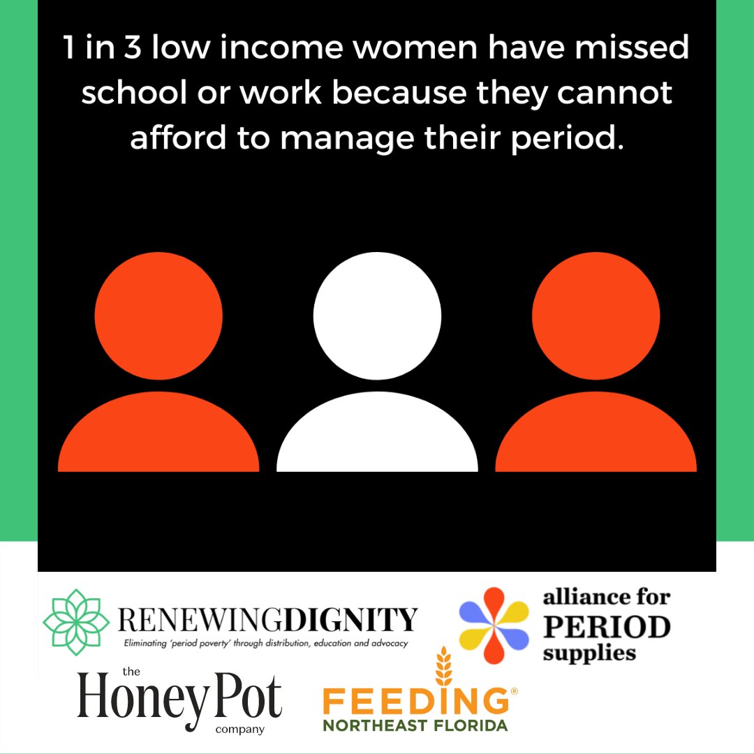 Help eliminate #periodpoverty by donating period supplies to support those in need!
Visit us at the WJCT Building - 100 Festival Park Ave., 32202 on May 25th from 11 am - 2 pm
#endperiodpoverty #PPAW #MenstruationMatters #periodadvocacy 
@FeedingNEFL @thehoneypotcomp