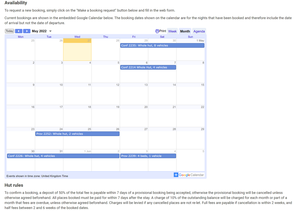 Unusually, there is a 2-week period in May where there are no bookings at the <a href="/ULMC_/">ULMountaineeringClub</a> Caseg Fraith Hut

Probably due to students doing exams!

Bookings (via ulgmc.org/huts/caseg/book) are welcome from <a href="/TeamBMC/">Blast Music Concepts</a> affiliated clubs or individual BMC (or international equivalent) members