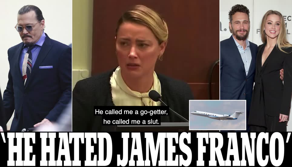 DailyMailCeleb's tweet photo. Amber tells court how 'intoxicated Depp kicked her after accusing her of affair with James Franco' https://t.co/rSDFwWU7sC https://t.co/ac5UiylJDZ