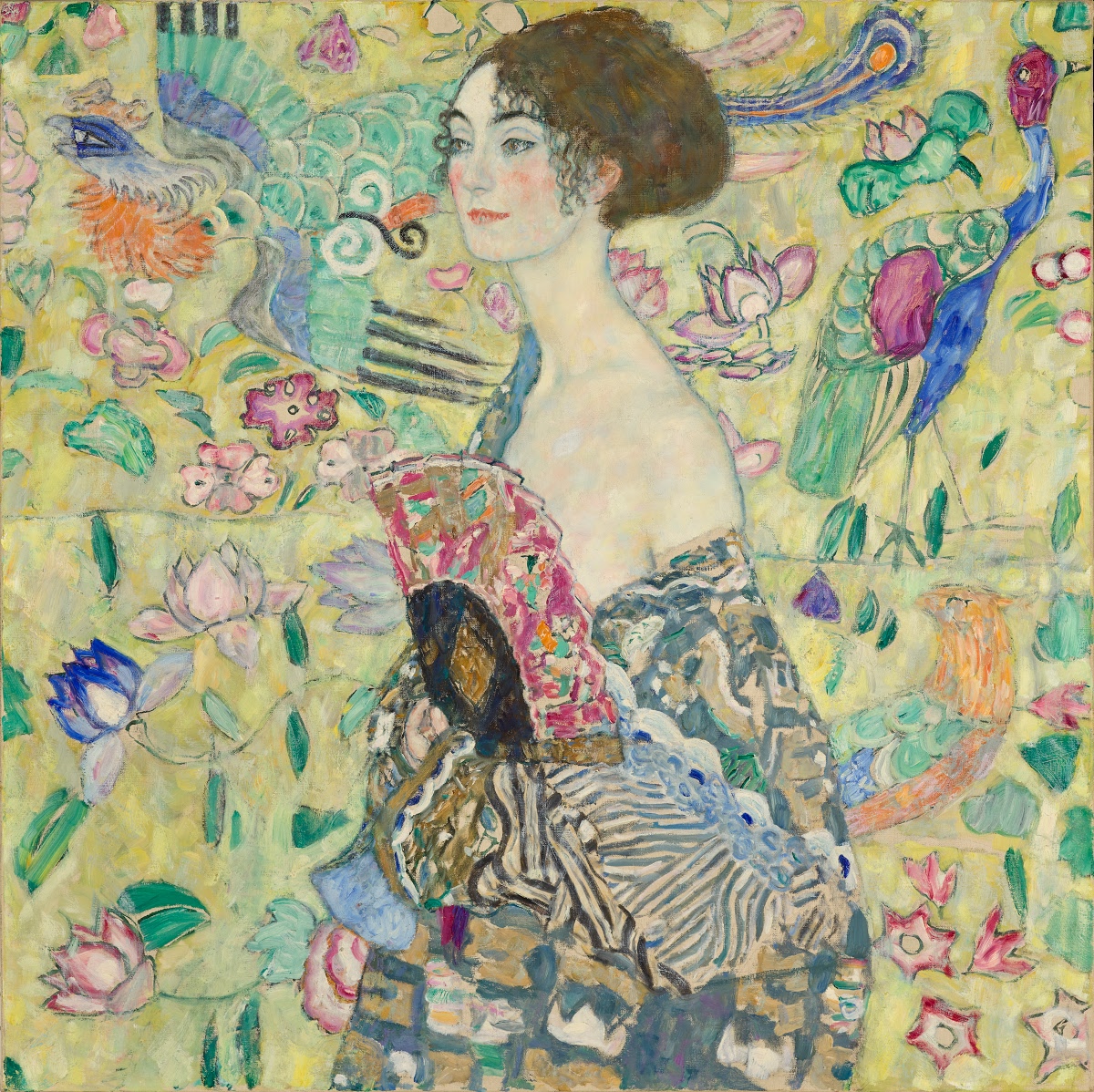 BethanDurie's tweet photo. Some of my favourite images from today's talk with The @NationalGallery exploring Klimt's Portrait of Hermine Gallia. These include his final painting titled Lady with Fan and works by Whistler and the Japanese artist Kitagawa Utamaro. #Klimt #influence #arttalk #NationalGallery https://t.co/5yKc8tXT6f