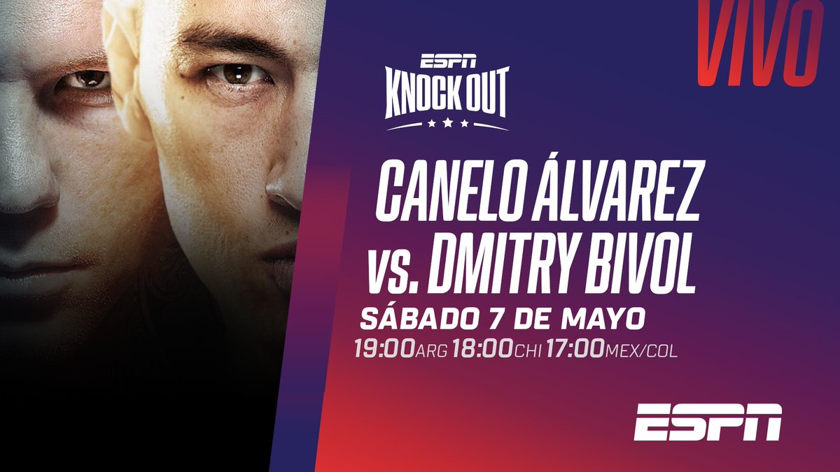 Este sábado

🥊 Canelo Álvarez 🇲🇽 vs Dmitry Bivol (Supercampeonato 👑 WBA semipesado)
🥊 Montana Love 🇺🇸 vs Gabriel Gollaz 🇲🇽
🥊 Joselito Velázquez 🇲🇽 vs José Soto 🇨🇴
🥊 Y más!

 🔥EN VIVO🔥 por #ESPNKnockOut 

📺 ESPN
19:00 🇦🇷🇺🇾
18:00 🇨🇱🇩🇴🇧🇴🇻🇪🇵🇾
17:00 🇲🇽🇨🇴🇵🇪🇪🇨🇵🇦
16:00 🇳🇮🇬🇹🇸🇻🇨🇷🇭🇳