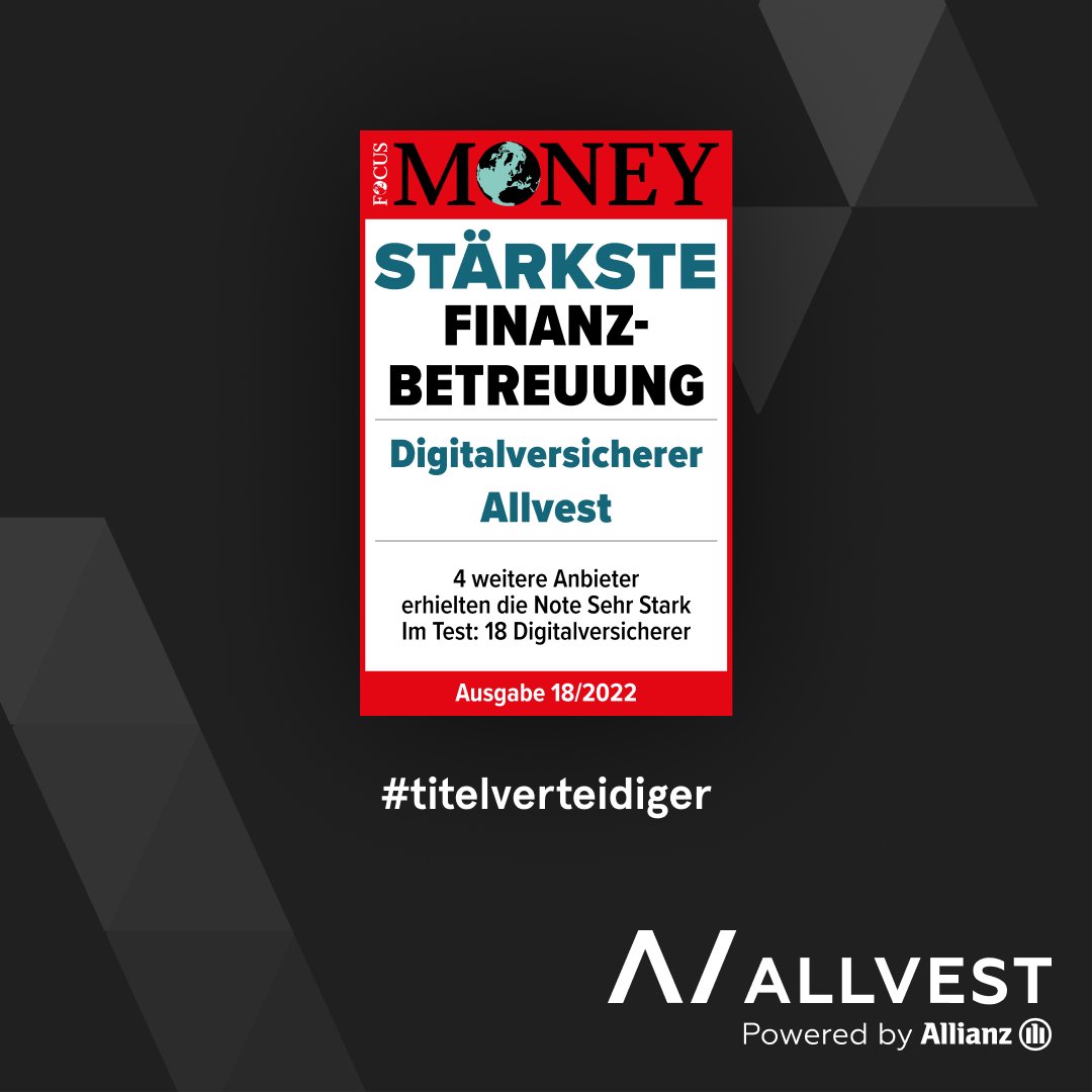 allvest_de's tweet image. @allvest_de wieder mit #Bestnote für stärkste Finanzbetreuung: Unter 18 Anbietern erhielt Allvest auch in diesem Jahr von #FocusMoney die Note „sehr stark“ und ist somit #Titelverteidiger im Bereich „Finanzbetreuung“: t1p.de/oqs91