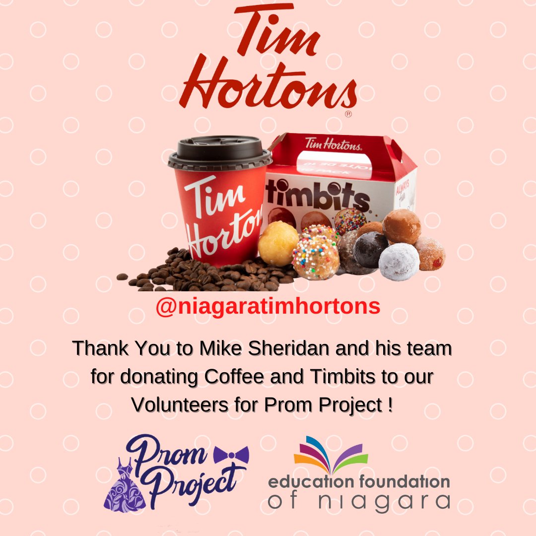 efnniagara's tweet photo. Thank you so much to @niagaratimhortons for their generous donation of coffee and timbits for our Prom Project Volunteers on Saturday May 14, 2022 !! 
We are so grateful to Mike Sheridan and his staff from the 4th Avenue Location &amp; the Louth Street location!

#efn #timhortons https://t.co/yfwPnely2V