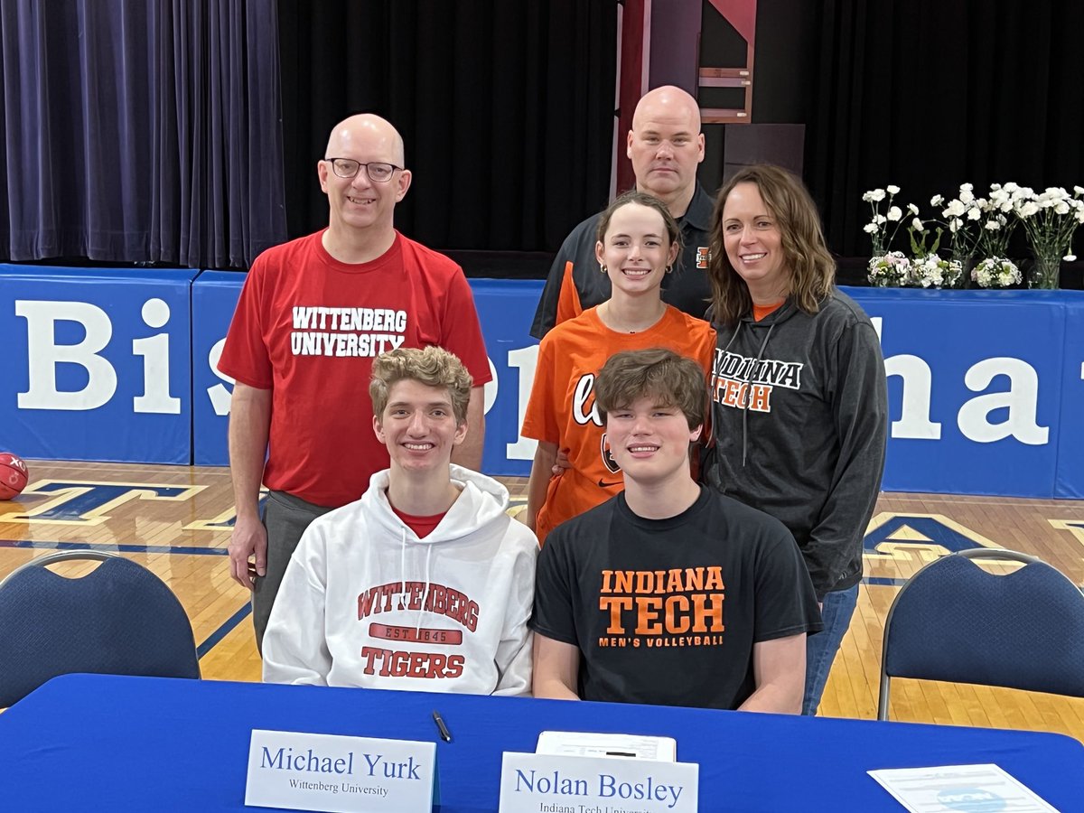 BCHSAthletics's tweet photo. Congrats to Michael Yurk going to Wittenberg &amp; Nolan Bosley going to Indiana Tech for furthering their academics &amp; Volleyball careers! Way to go!! https://t.co/PaK2TMYdQE
