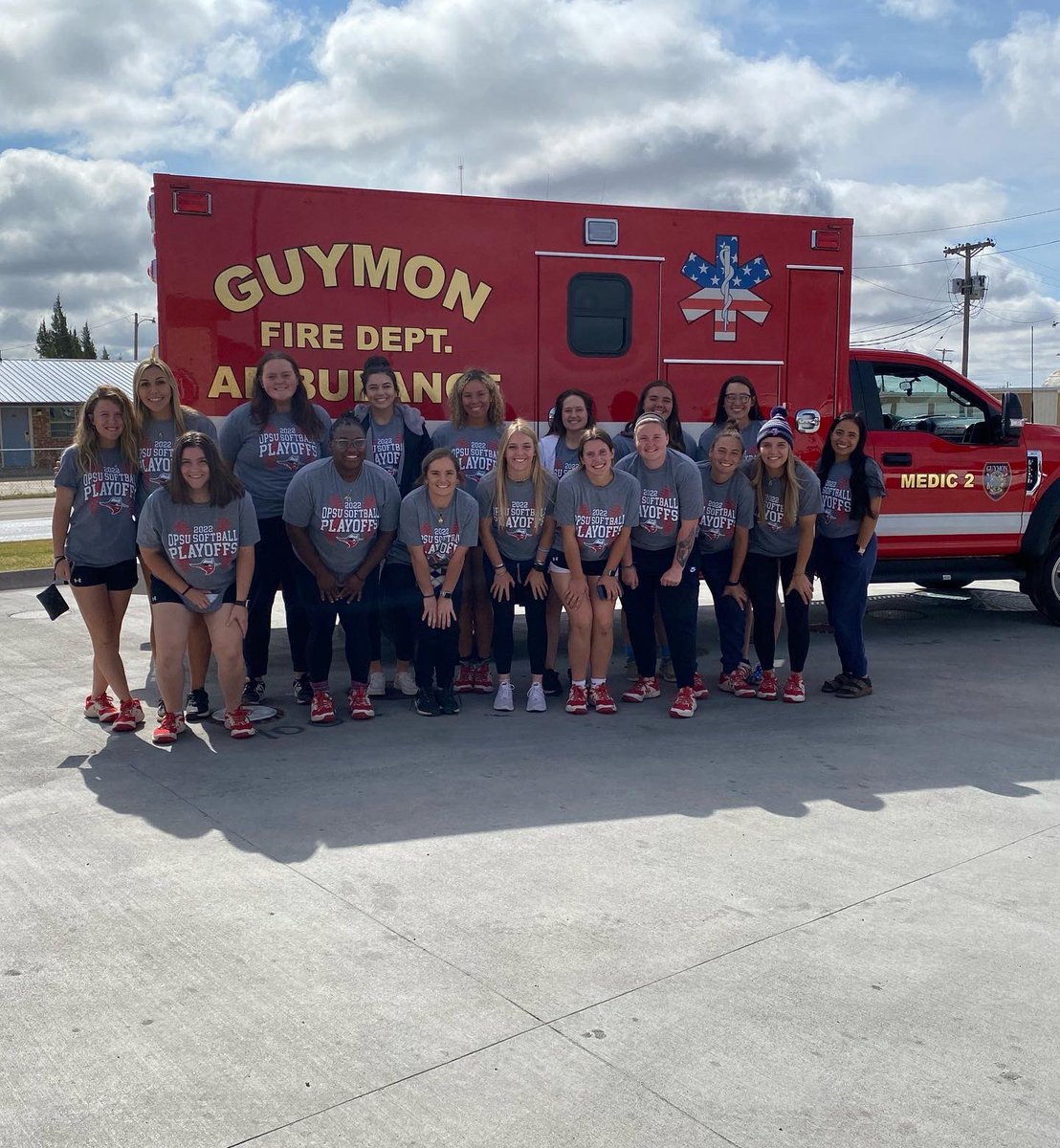 OPSUSoftball's tweet photo. A huge shout out to the Guymon Fire Department and local sheriffs/police for escorting us through guymon this morning! https://t.co/LcK8lILbBR