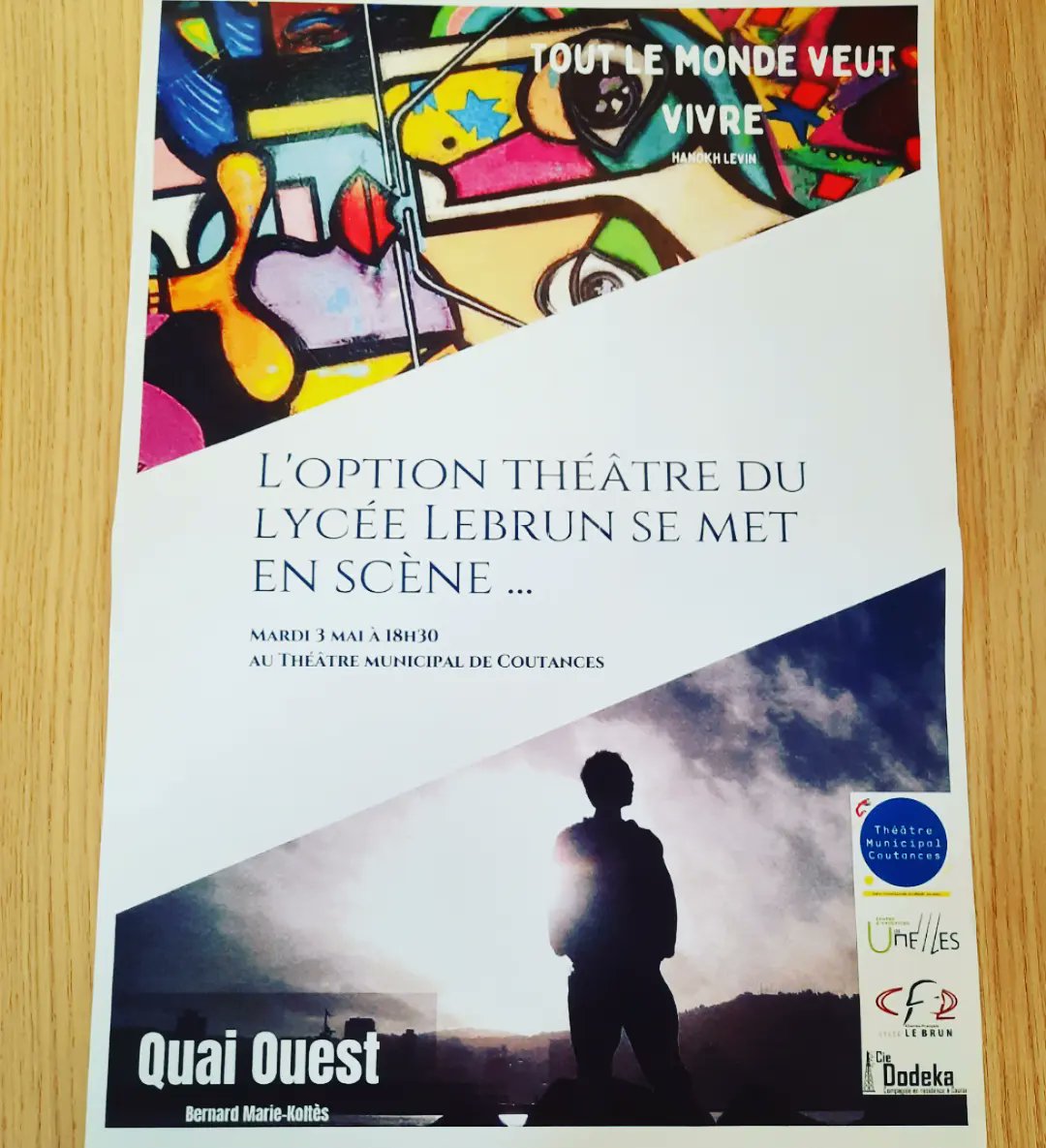 PoignantV's tweet photo. Très belle soirée au #TMC grâce aux élèves de l'option théâtre du #lyceelebrun avec une restitution du travail réalisé avec @Isabellequantin, #Vincentpoirier (Cie #DODEKA ) et leur enseignante.
Avec des extraits de "Tout le monde veut vivre" de Levin et "Quai Ouest" de Koltès. 👏 https://t.co/VivpFH0TGQ