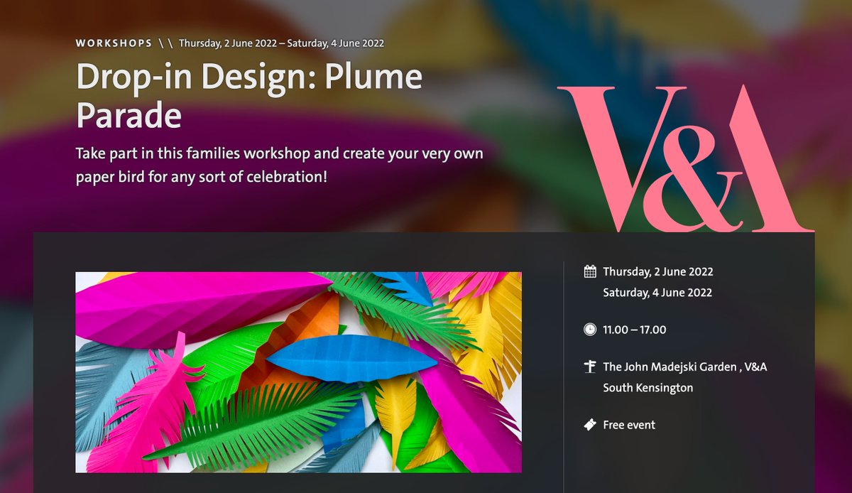 BethanDurie's tweet photo. Join me for a families workshop in June at the Victoria &amp; Albert Museum @V_and_A where we will be creating some paper creations. #dropin #design #parade 
https://t.co/UZx9gRwANu https://t.co/N8LFCvD7ep
