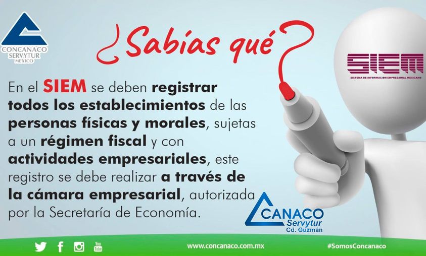 CanacoGuzman's tweet photo. #SabíasQué En el SIEM se deben registrar todos los establecimientos de las personas físicas y morales, sujetas a un régimen fiscal y con actividades empresarial, este registro se debe realizar a través de la Cámara empresarial autorizada por la Secretaría de Economía 👍👍 https://t.co/DtbxjnvrF6