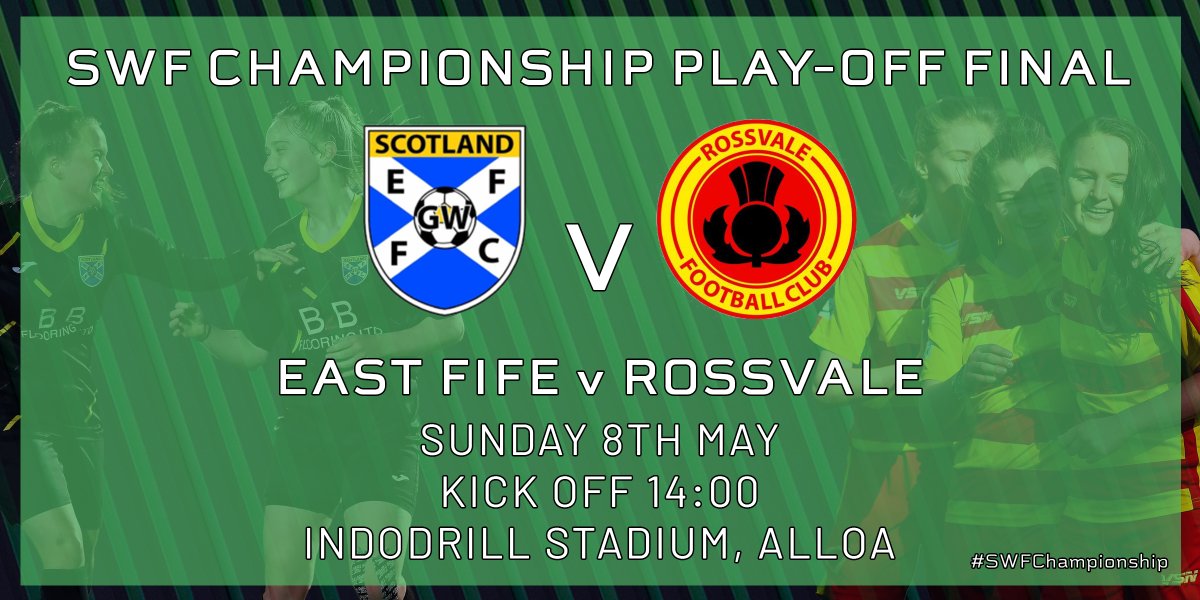 #SWFChampionship | A place in <a href="/SWPL/">Scottish Women's Premier League</a> 2 is up for grabs as <a href="/East_Fife_GWFC/">East Fife GWFC</a> and <a href="/RossvaleFCWomen/">Rossvale FC Women & Girls Academy</a> meet in the SWF Championship Play-Off Final 💪

The details for Sunday's huge match ⬇

📸 <a href="/cdsportsmedia/">Craig Doyle</a>