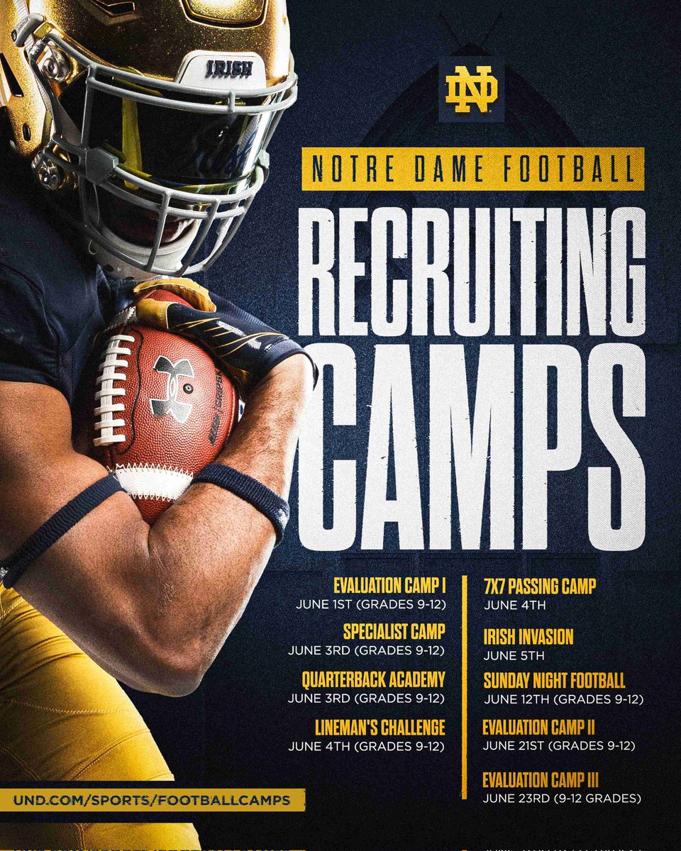 Blessed to receive a camp offer from Notre Dame #AGTG