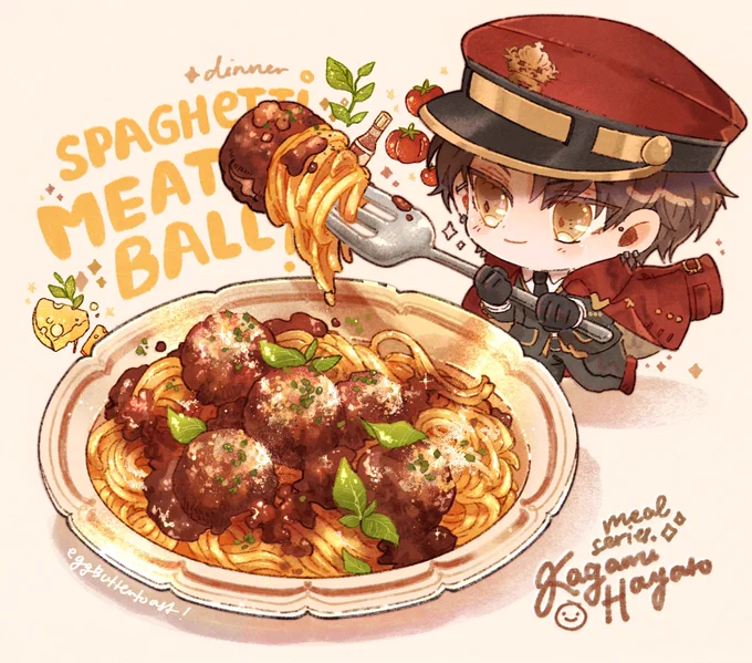 Today, it's spaghetti meatballs for shacho's dinner!! 🍝🍝🍝 ✨ 