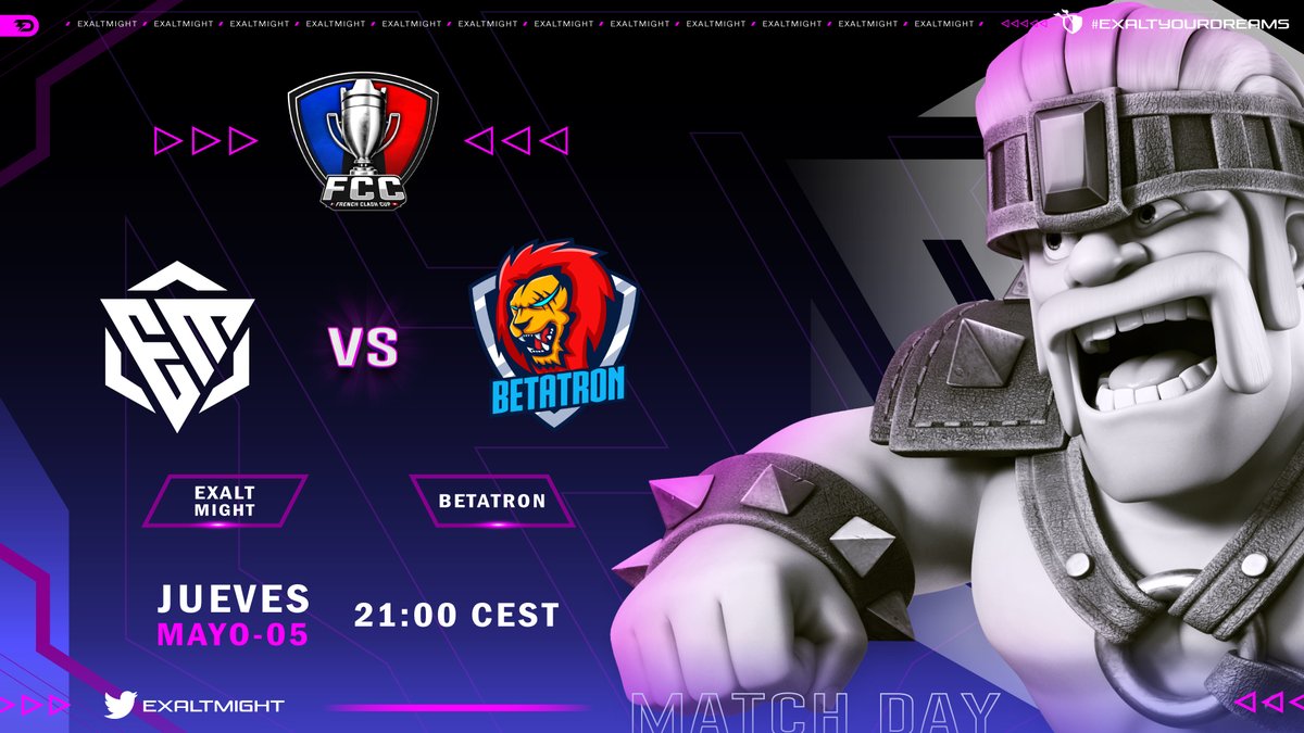ExaltMight's tweet photo. ¡CONTINUAMOS CON LAS BATALLAS! 💪

Estaremos nuevamente en la @FrenchCup 🇫🇷

➡️Play Off RO 32  - ⏰ 21:00 CEST 

#ExaltMight vs #Betatron 🔥 

#ExaltYourDreams👑
#ClashON https://t.co/GCPNvGTihU