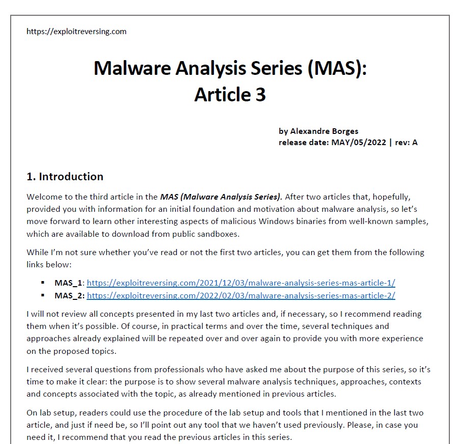 ale_sp_brazil's tweet image. The third article in the Malware Analysis Series (MAS) is available for reading on:

exploitreversing.com/2022/05/05/mal…

Next week I&apos;ll release the fourth article.

Have an excellent day.

#malwareanalysis #reverseengineering #reversing #programming