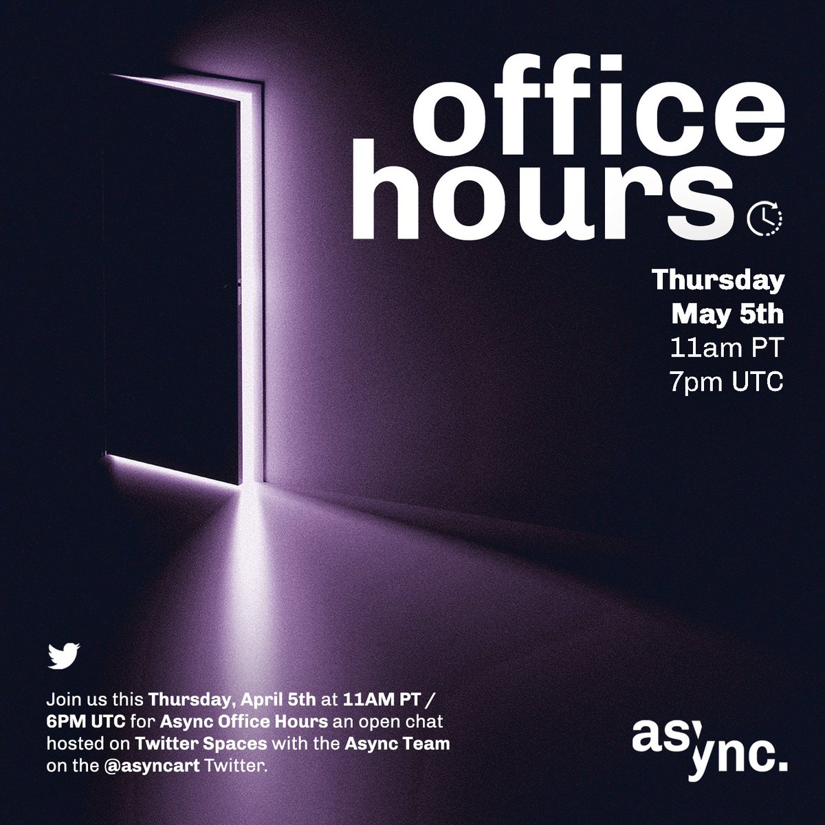 AsyncArt's tweet photo. Join us for this week's #AsyncOfficeHours!
We'll be live at 11 am PT via @TwitterSpaces to take community questions, share team insights & updates, and announce this week's giveaway winner!
Tune in at 11 am PT: https://t.co/5a3FCNAaYZ
See you soon! πβοΈ https://t.co/BfJIbbKwAl