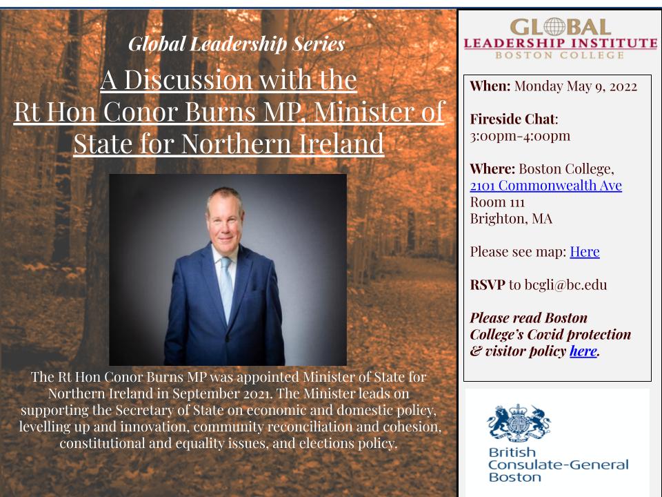 Robert Mauro (@robert_mauro) on Twitter photo Please join us to hear from <a href="/ConorBurnsUK/">Sir Conor Burns</a> Minister of State for Northern Ireland on Monday May 9 at 3pm in 2101 Commonwealth Ave, Room 111: RSVP to bcgli@bc.edu #NIelection today! Timely discussion with the Minister. Thank you <a href="/UKinBoston/">UK Consulate Boston</a> Please join us to hear from <a href="/ConorBurnsUK/">Sir Conor Burns</a> Minister of State for Northern Ireland on Monday May 9 at 3pm in 2101 Commonwealth Ave, Room 111: RSVP to bcgli@bc.edu #NIelection today! Timely discussion with the Minister. Thank you <a href="/UKinBoston/">UK Consulate Boston</a>