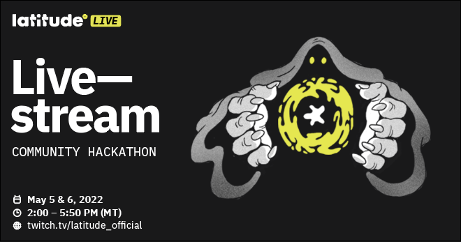 LatitudeGamesAI's tweet photo. Surprise — We're opting for a two-day livestream starring our devs in action at our first Community Hackathon!

Join us this evening &amp; tomorrow between 2pm–5:50pm MT to see what we're up to. (Giveaway details in thread!)

https://t.co/w0lcPI7kKL https://t.co/KUJiCeDpfn