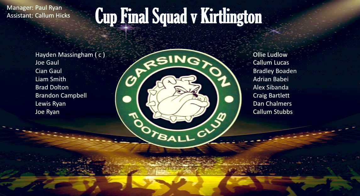 Garsington_FC's tweet photo. Squad for cup final!                   

🏆Ben Turner Cup
📍Kidlington FC
⏰ 13:30 kick off 
🗓 Saturday, 7th May 
⚽️ Garsington v @KirtlingtonFC 

UTG!🟢⚫️

@OxonSeniorL @KAFCOfficial @BasePyramid https://t.co/Nh9JBAegYD