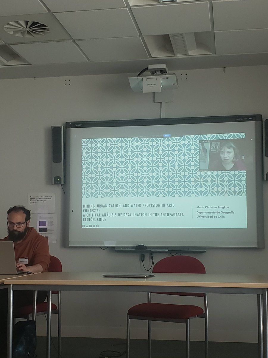 Hoy seminario de <a href="/GlobalDevInst/">Global Development Institute</a> Dr Maria Christina Fragkou from the University of Chile.“Stressed (stressing) socionatures: Urban metabolism, water scarcity and seawater desalination in Chile under a neoliberal paradigm”
<a href="/OfficialUoM/">The University of Manchester</a>
<a href="/uchile/">Universidad de Chile</a>
<a href="/armandocaroca/">Armando Caroca</a> 
#water
#chile