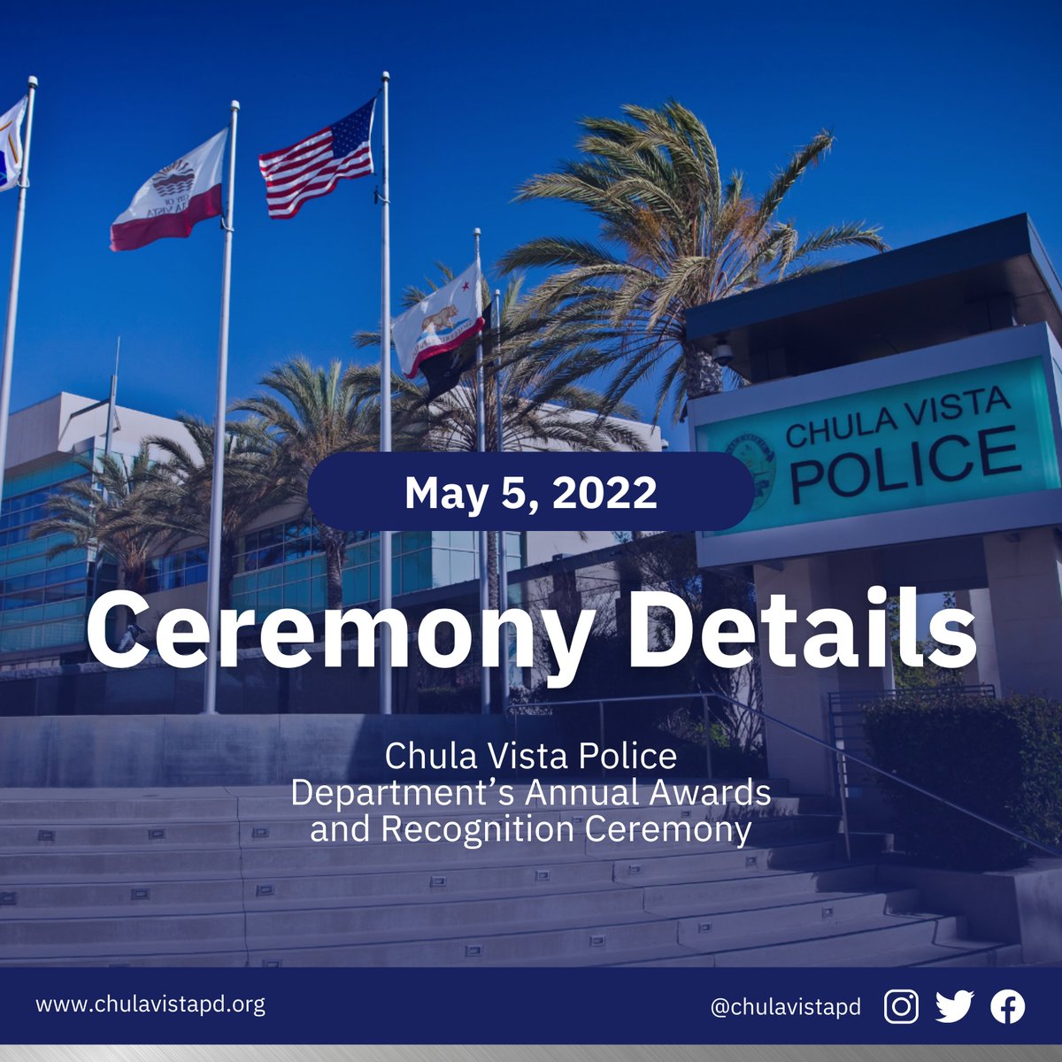 Media Advisory: Chula Vista Police Department’s Annual Awards and Recognition Ceremony... click here to view: bit.ly/3OXLoPn
