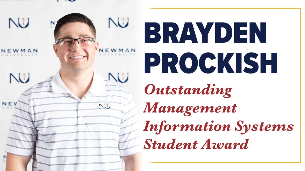 NewmanU's tweet photo. “This award has given me confidence in my ability to perform at a high level. It shows all the hard work I have put in the last 4 years has paid off.” - Brayden Prockish, Outstanding #ManagementInformationSystems Student

Congratulations, Brayden!

https://t.co/RyyRjejVTb https://t.co/OYRTsZGVs9