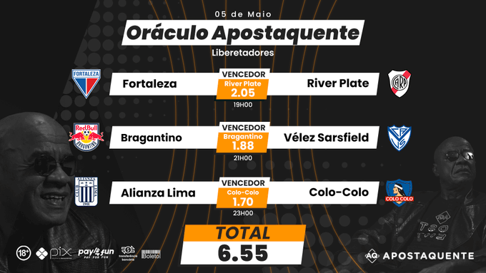 🔥Quinta feira tem muita #Libertadores na Apostaquente e o or&aacute;culo t&aacute; lan&ccedil;ando o bilhete quente do dia<a href="/tag/libertadores"class="tags">#Libertadores</a><a href="/tag/apostaquente"class="tags"><span>#apostaquente</span></a>