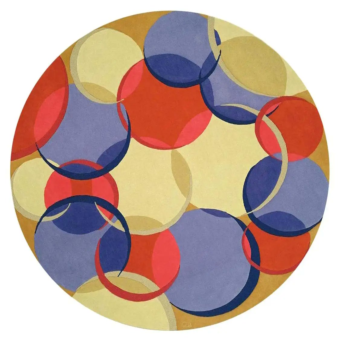 primarycolorart's tweet photo. Doris Leslie Blau Collection, Modern Circular Red, Yellow, Blue Rug, 2021 https://t.co/4Ki873LtF8
