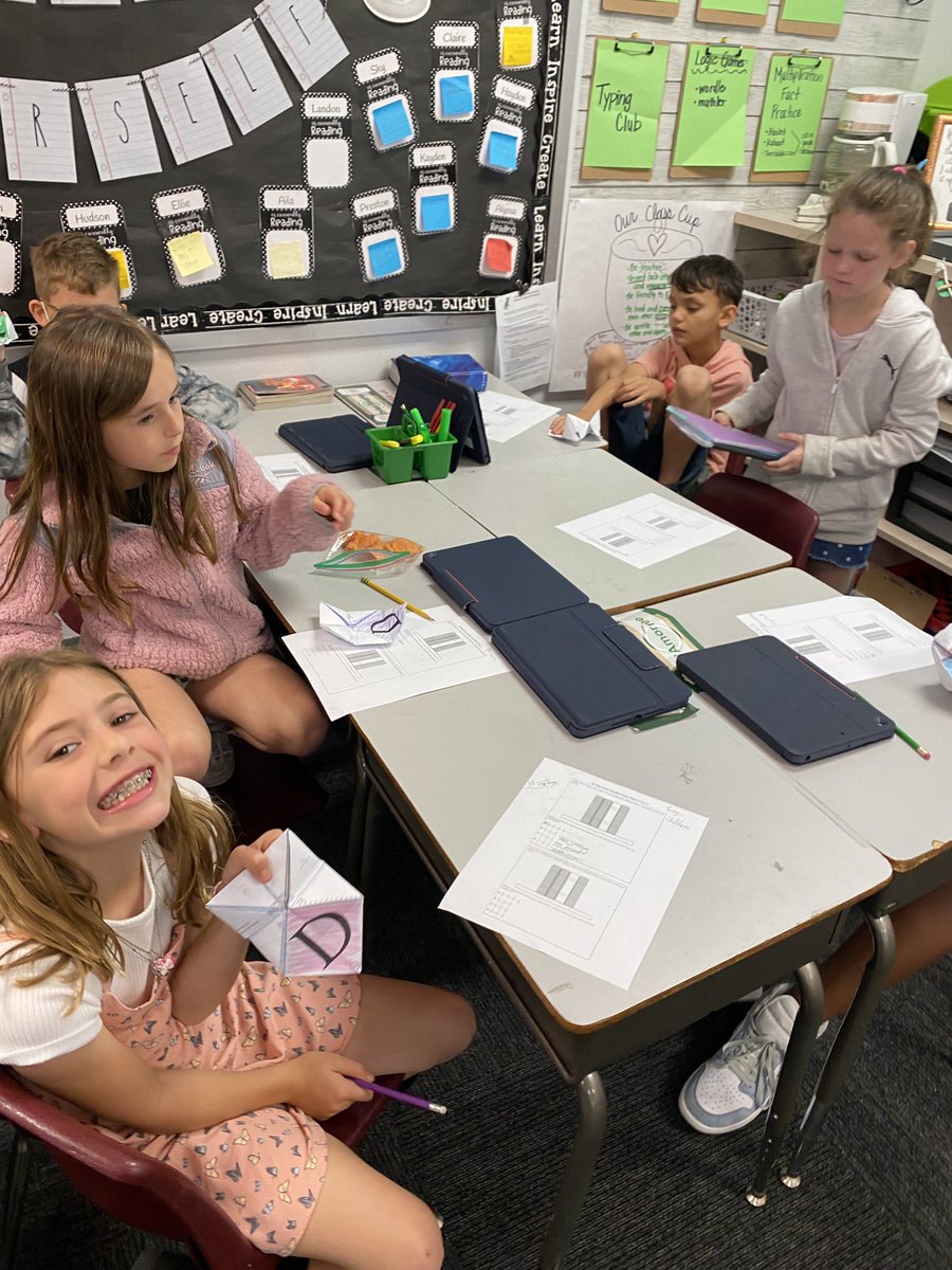 MrsMAmerson's tweet photo. We flipped our schedule today for our rockin math review to start our day. Kiddos love IQ slap down when reviewing multiple choice problems. Today we added fortune tellers and they were a real hit! #KISDRockingReview https://t.co/nIXm2clRl0