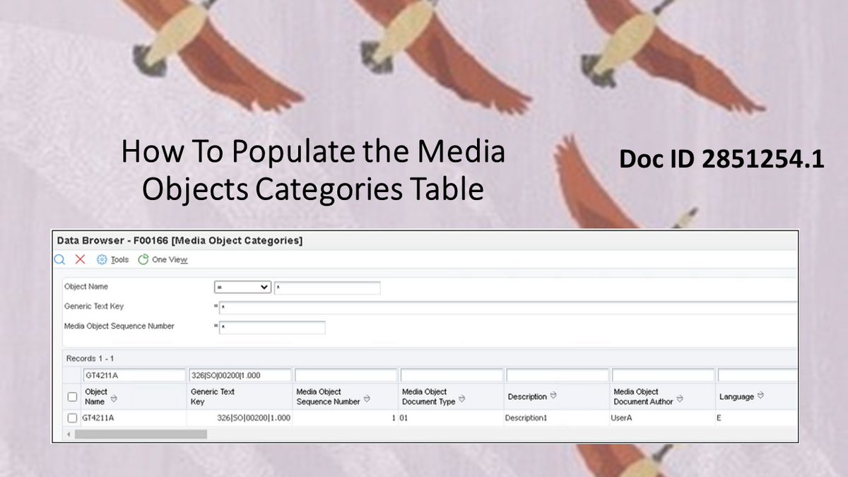 OracleJDEdwards's tweet photo. New HowTo document to populate the Media Objects Categories table (F00166) in @OracleJDEdwards #MediaObjects. Doc ID 2851254.1. https://t.co/kOulyVVnJR https://t.co/NPU7PE5XHL